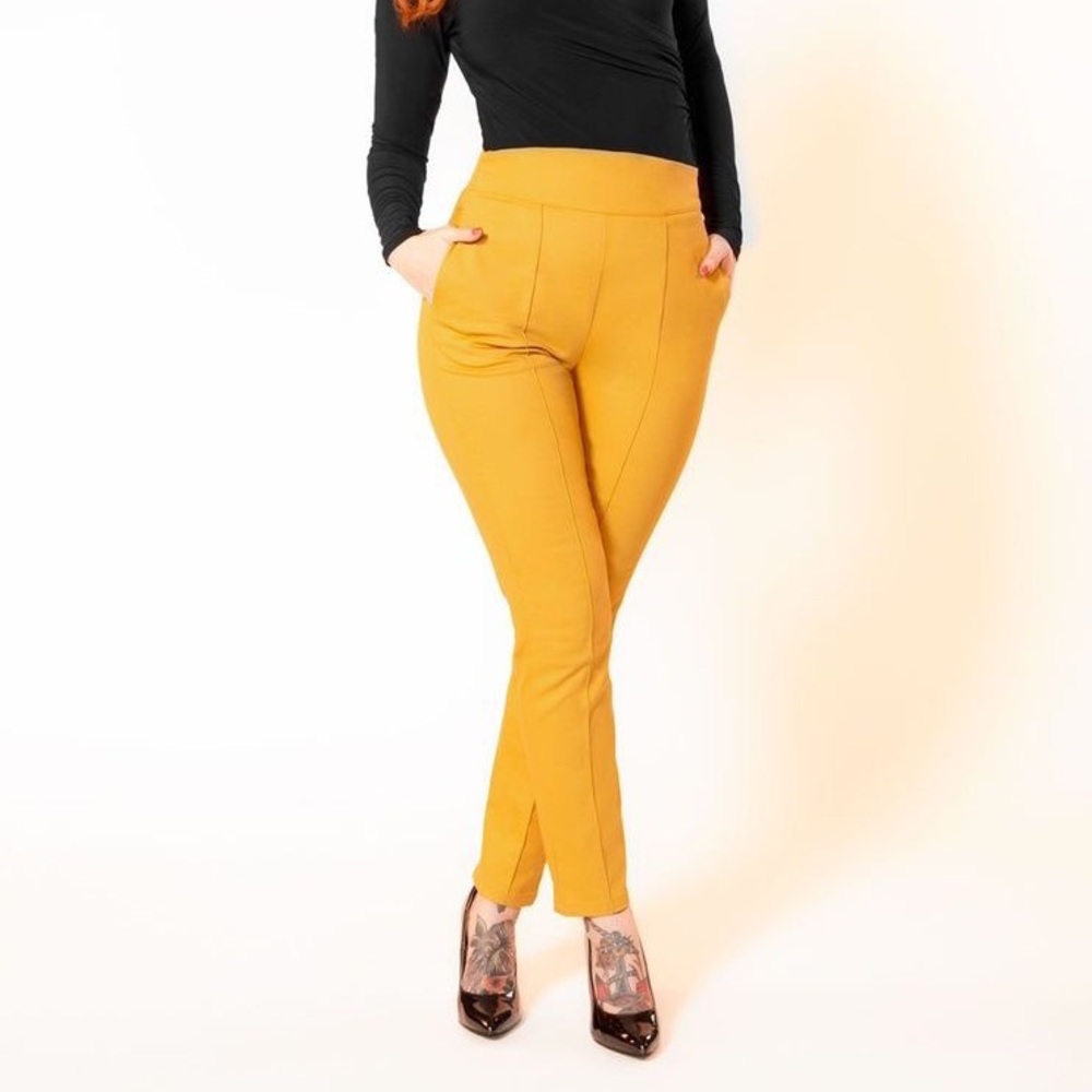 Pinup girl clothing Mustard LB Trousers